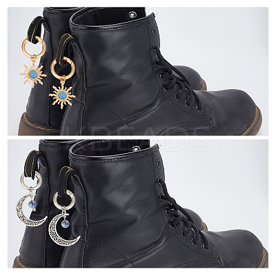 12Pcs 6 Styles Sun & Moon Alloy Shoe Charms HJEW-DR00003-1