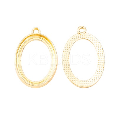 Brass Oval Pendant Cabochon Settings KK-H002-40G-1