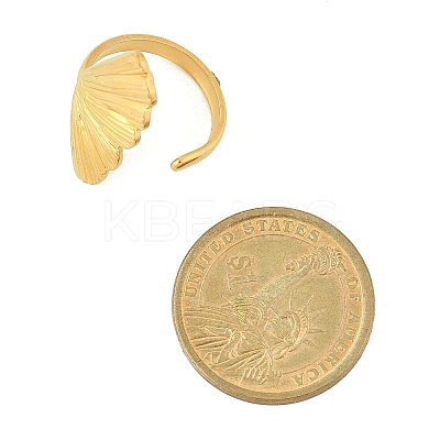Leaf 304 Stainless Steel Open Cuff Rings for Women LS-RJEW-G338-06G-1