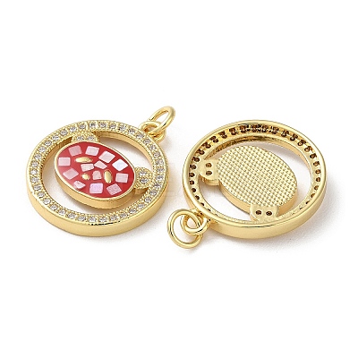 Brass Micro Pave Clear Cubic Zirconia Pendants KK-C045-17G-1