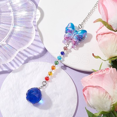 Glass Teardrop Pendant Decorations HJEW-JM01581-04-1