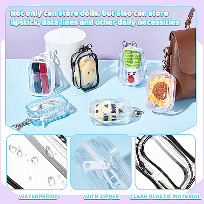 6Pcs 6 Colors Portable Travel Transparent Plastic Zipper Bags with Alloy Clasps ABAG-GA0001-29A-1