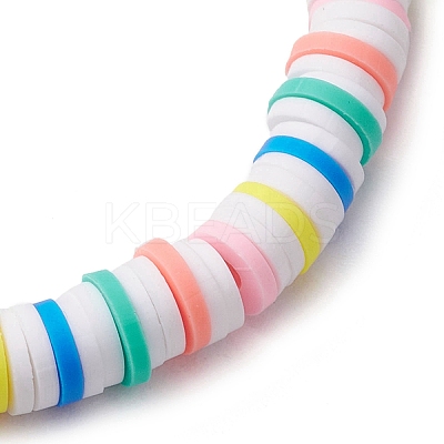 Rainbow Color Disc Handmade Polymer Clay Beaded Stretch Bracelets for Women BJEW-JB10353-01-1