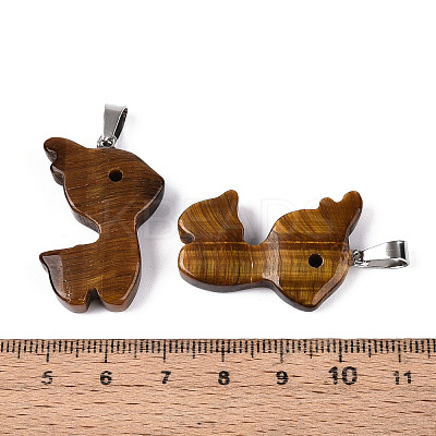 Natural Tiger Eye Pendants G-T144-11G-1