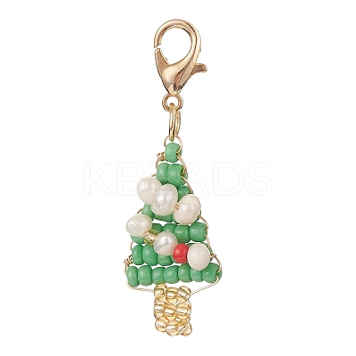 Glass Seed Beaded Pendant Decorations HJEW-JM01062-1