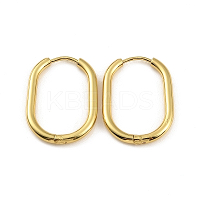 Ion Plating(IP) 304 Stainless Steel Oval Hoop Earrings EJEW-M218-02C-G-1