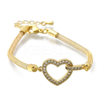 Brass Micro Pave Clear Cubic Zirconia Link Bracelets for Women BJEW-A029-01A-G-1