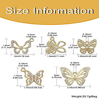 10Pcs 5 Styles Alloy with Rhinestone Pendant FIND-CJ0001-78-1