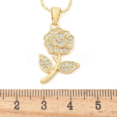 Brass Micro Pave Clear Cubic Zirconia Pendant Necklaces for Women NJEW-M084-02G-01-1