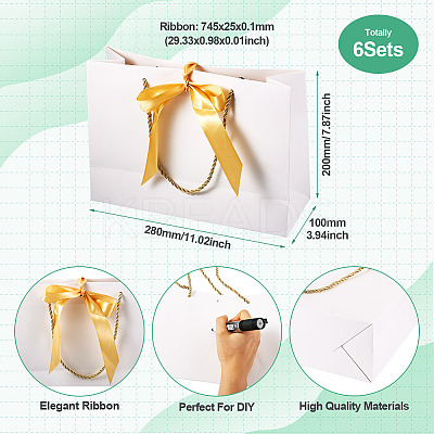 6Sets Rectangle Paper Gift Storage Bags with Handle CARB-TA0001-04A-1
