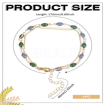 1Pc Brass Enamel Chain Double-strand Bracelets BJEW-LP0004-10-1