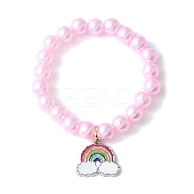 3Pcs 3 Colors ABS Plastic Imitation Pearl Beads Stretch Bracelets BJEW-JB11585-1