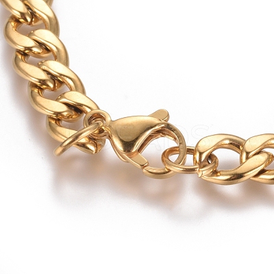 Unisex 304 Stainless Steel Curb Chain/Twisted Chain Bracelets STAS-D0002-40G-1