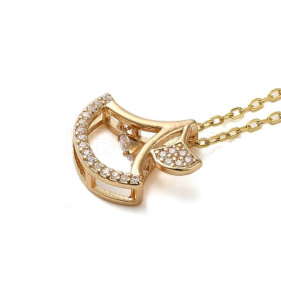 Brass Micro Pave Cubic Zirconia Ginkgo Leaf Pendant Necklaces NJEW-E106-01KCG-01-1