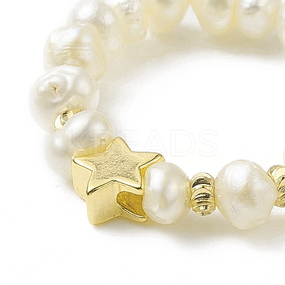 3Pcs 3 Style Natural Pearl & Synthetic Hematite Stretch Rings Set RJEW-JR00544-1