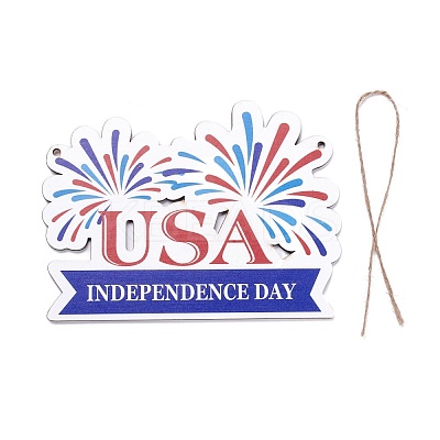 Independence Day Density Board Wooden Wall Ornament Doorplate Pendants HJEW-C004-09-1