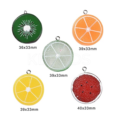 18Pcs 5 Colors Resin Pendants RESI-LS0001-09P-1