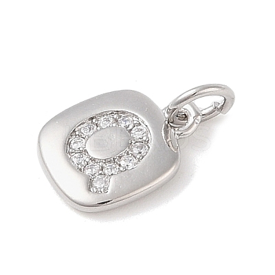 Rack Plating Brass Micro Pave CLear Cubic Zirconia Charms KK-E110-14P-Q-1