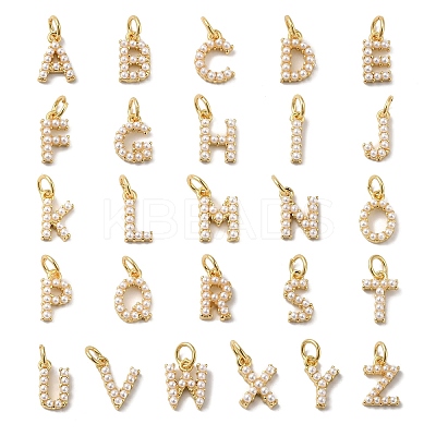 26Pcs Letter A~Z Rack Plating Brass Charms KK-B092-30-G-1