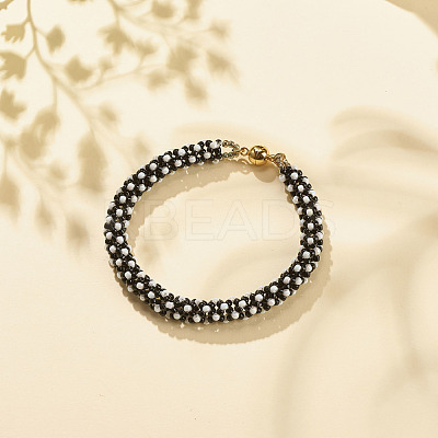 Glass Seed Crochet Beaded Bracelet BJEW-JB08083-1