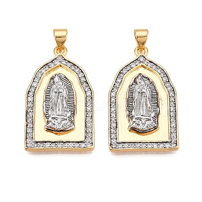 Brass Micro Pave Cubic Zirconia Pendants KK-T070-27G-1
