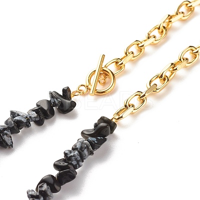 Natural Snowflake Obsidian Chip Beads Jewelry Set SJEW-JS01223-05-1