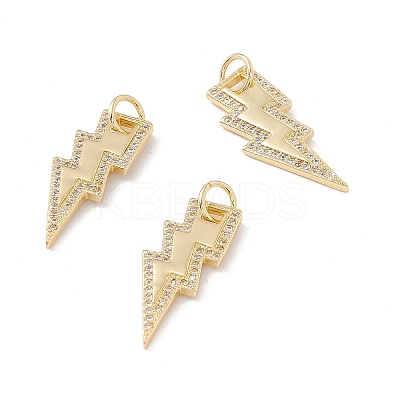 Brass Micro Pave Clear Cubic Zirconia Pendants X-KK-G415-05G-1