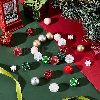 50Pcs 10 Style Christmas Theme Acrylic Beads SACR-SC0001-22-1