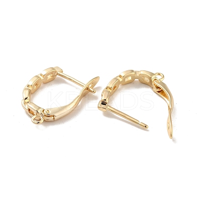 Cross Chain Shape Rack Plating Brass Hoop Earring Findings with Latch Back Closure KK-D083-07G-1