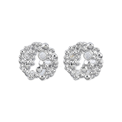 Clear Cubic Zirconia Flower Stud Earrings EJEW-N012-48P-1