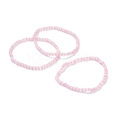 Round Cat Eye Beads Stretch Bracelets for Girl Women BJEW-A117-A-12-1