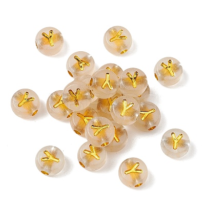 Luminous Transparent Acrylic Beads OACR-P037-01B-Y-1