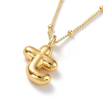 Initial Letter Brass Pendant Necklace NJEW-A015-21G-T-1