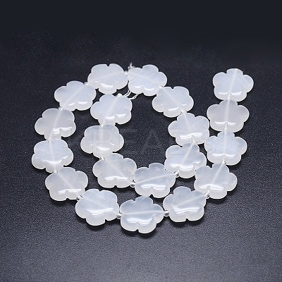 Natural White Jade Flower Bead Strands G-M206-12A-1