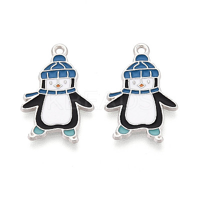 Rack Plating Alloy Enamel Penguin Pendants ENAM-T024-68A-P-1