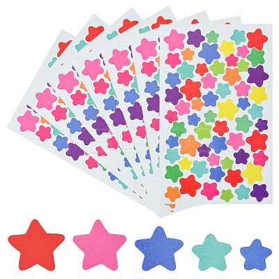4 Bags Star Pattern DIY Paper Picture Stickers AJEW-FS0001-16-1