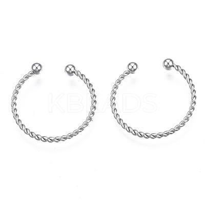 Non-Tarnish 304 Stainless Steel Twist Rope Cuff Ring X-RJEW-S045-133-1