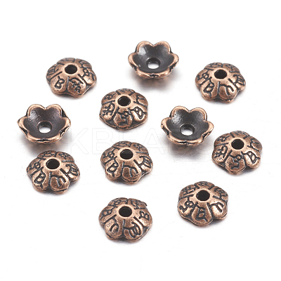 6-Petal Tibetan Style Alloy Flower Bead Caps LS-TIBE-S220-R-NR-1