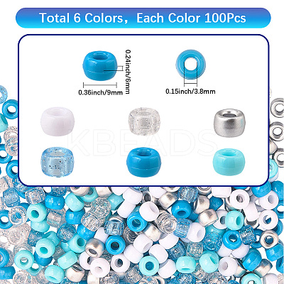600Pcs 6 Colors Opaque & Tansparent Acrylic European Beads MACR-SC0002-02E-1
