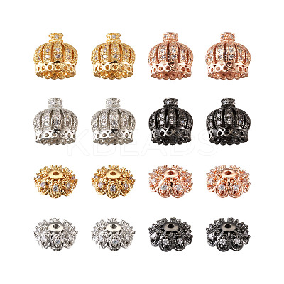 Hollow Brass Micro Pave Clear Cubic Zirconia Beads ZIRC-TA0001-16-1