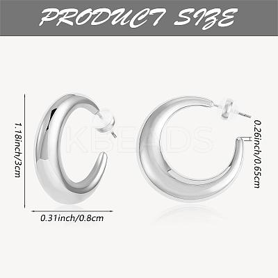 Crescent Moon Chunky Stud Earrings Half Hoop Earrings Open Oval Drop Earrings Teardrop Hoop Dangle Earrings Pull Through Hoop Earrings Statement Jewelry Gift for Women JE1089B-1