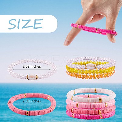 7Pcs 7 Style Handmade Polymer Clay Heishi Surfer Stretch Bracelets Set BJEW-SW00073-01-1