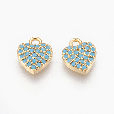 Brass Micro Pave Cubic Zirconia Charms KK-O106-25G-1
