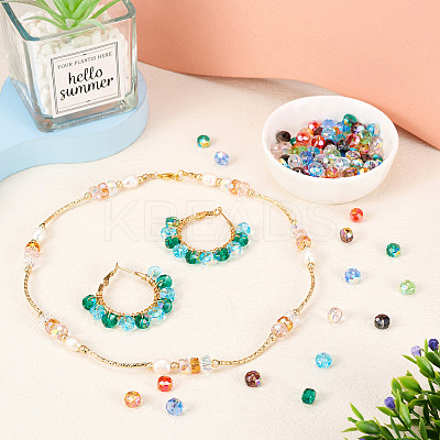 100Pcs 10 Colors Transparent Glass Beads Strands GLAA-TA0001-40-1