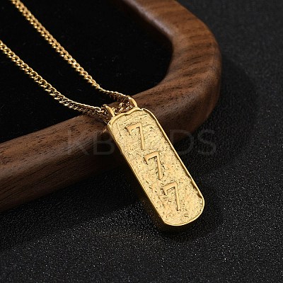 304 Stainless Steel Rectangle Number Pendant Necklaces NJEW-D300-01G-07-1