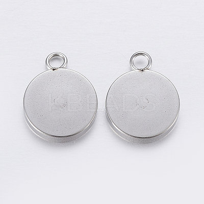 Tarnish Resistant 201 Stainless Steel Pendant Cabochon Settings STAS-P198-17-10mm-1
