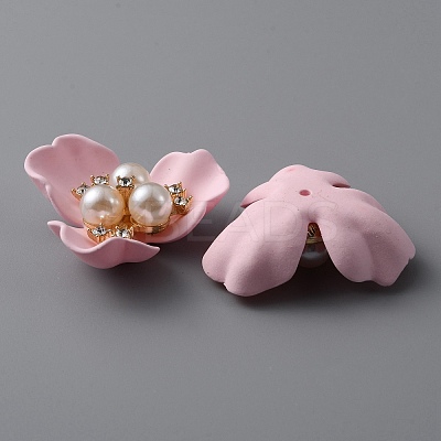 Opaque Resin Imitation Pearl & Crystal Glass Rhinestone Cabochons RESI-WH0035-26C-1