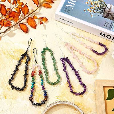 Natural Amethyst Chips Cell Phone Lanyard Wrist Strap HJEW-SW00018-02-1