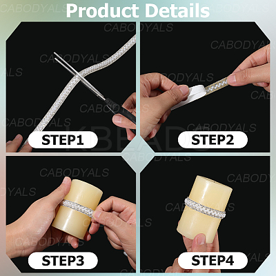 3 Yards 3 Styles Self-adhesion ABS Imitation Pearl with Rhinesatone Hotfix Rhinestone DIY-CY0001-88-1