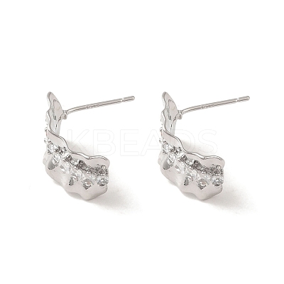 Brass Micro Pave Cubic Zirconia Studs Earring Findings LS-KK-K371-25P-1